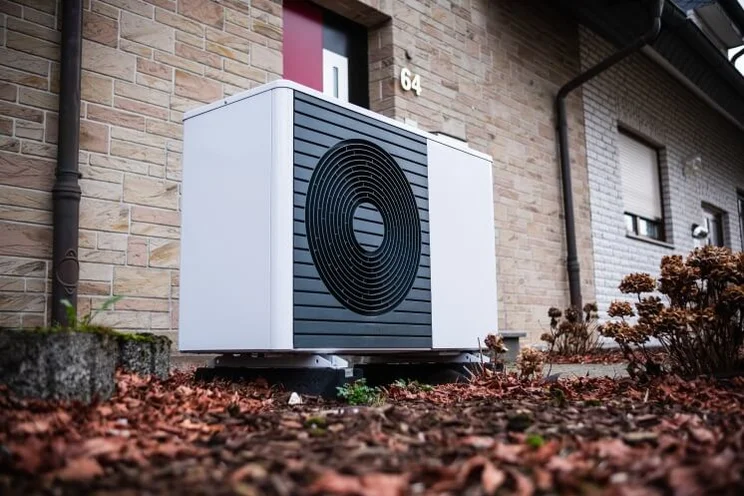 Heat pump outside a home